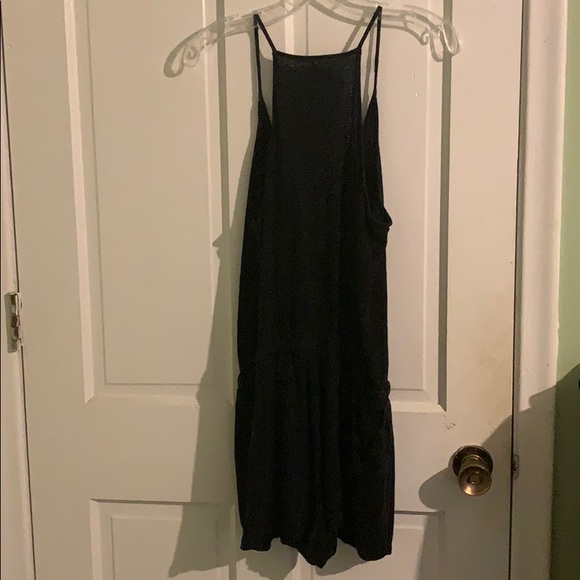 Black Cotton Drawstring Romper - Picture 2 of 4